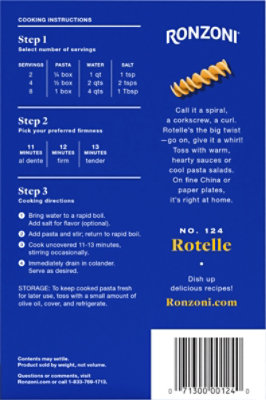 Ronzoni Pasta Rotelle No 124 - 1 Lb - Image 7