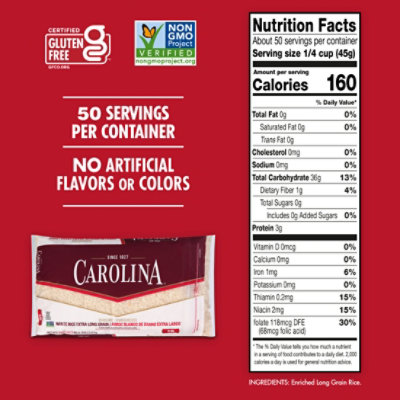 Carolina White Rice Extra Long Grain In Bag - 5 Lb - Image 5