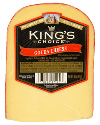 Kings Choice Pre Cut Imported Plain Gouda Cheese Wedge - Image 1
