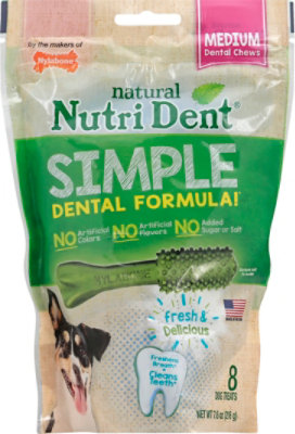 Nylabone Nutri Dent Dog Chew Brush Bone Medium - 8 Count - Image 2