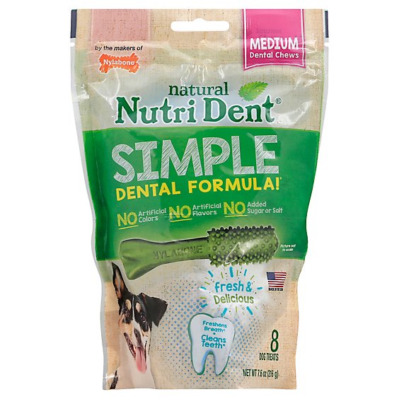 Nylabone Nutri Dent Dog Chew Brush Bone Medium - 8 Count