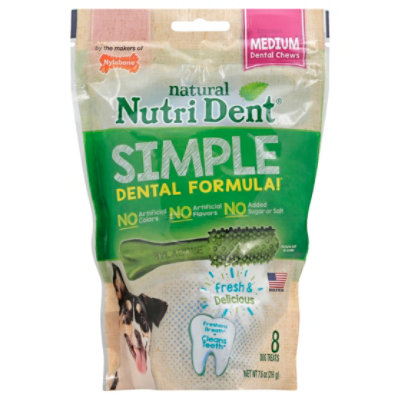 Nylabone Nutri Dent Dog Chew Brush Bone Medium - 8 Count - Image 1