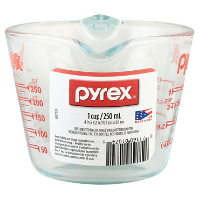 Pyrex Prepware 1-Cup Measuring Cup, Clear with Red Measurements