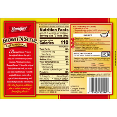 Banquet Brown N Serve Lite Sausage Links - 6.4 Oz - Image 4