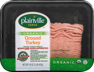 Plainville Farms Ground Turkey Organic - 16 OZ - Image 1
