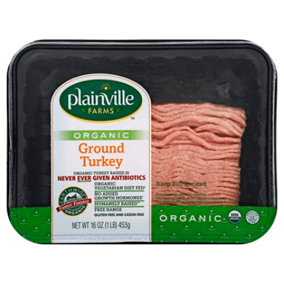 Plainville Farms Ground Turkey Organic - 16 OZ - Image 1