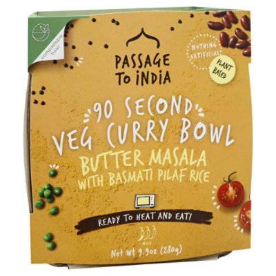Passage To India Veg Curry Bowl Butter Masala With Basmati Pilaf Rice Mild - 9.87 Oz