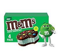 M&M'S Mint Flavored Ice Cream Cookie Sandwiches - 4 Count