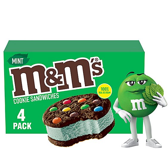 M&M'S Mint Flavored Ice Cream Cookie Sandwiches - 4-4 Fl. Oz.