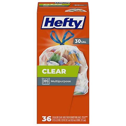 Hefty Trash Bags Drawstring Recycling Clear Large 30 Gallon Scent Free- 36 Count - Image 2