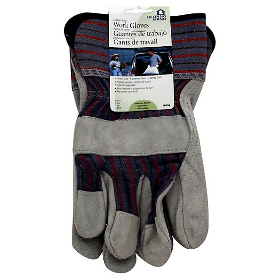 Helping Hand Work Gloves Leather Palm - EA