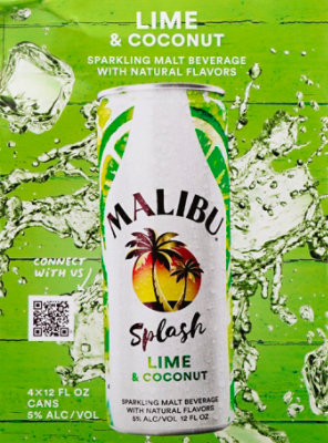 Malibu Splash Lime & Coconut In Cans - 4-12 FZ - Image 4