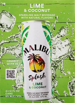 Malibu Splash Lime & Coconut In Cans - 4-12 FZ - Image 2