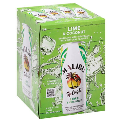 Malibu Splash Lime & Coconut In Cans - 4-12 FZ - Image 1