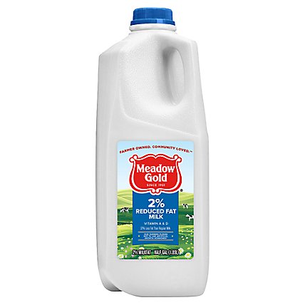 Meadow Gold DairyPure 2% Reduced Fat Milk with Vitamin A and Vitamin D Bottle - 0.5 Gallon - Image 1