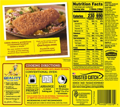 Gortons Artisan Breaded Lemon & Cracked Peppercorn Fish Fillets - 11 OZ - Image 6