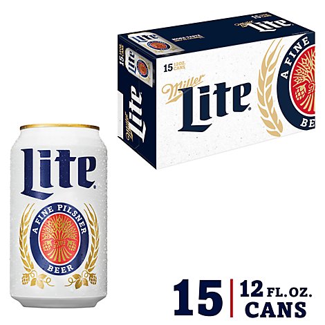 Miller Lite Beer American Style Light Lager 4.2% ABV Cans - 15-12 Fl. Oz.