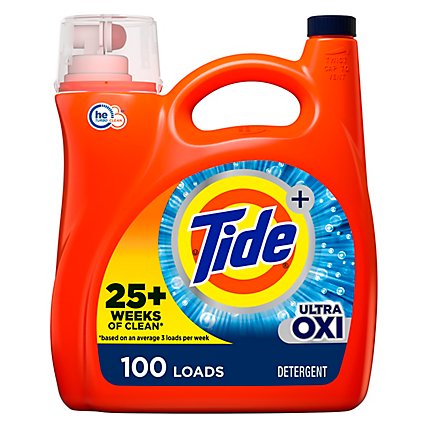 Tide Ultra Oxi HE Compatible 100 loads Liquid Laundry Detergent - 154 Fl. Oz. - Image 1