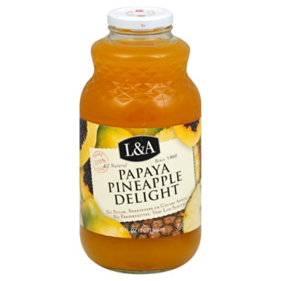 L & A Juice Papaya Pineapple Delight 32 Fl. Oz. Haggen