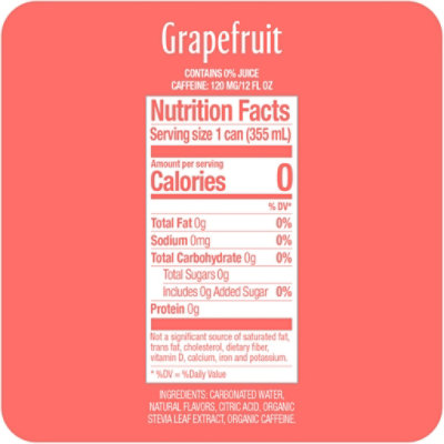 Zevia Grapefruit Zero Sugar Energy Drink - 12 Fl. Oz. - Image 2