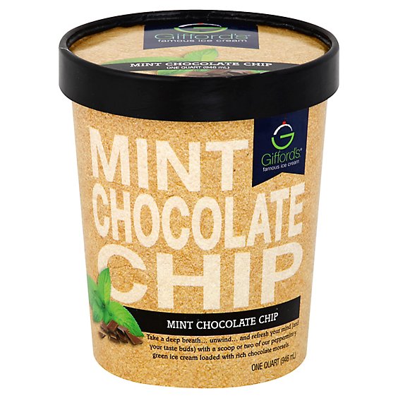 Giffords Mint With Chocolate Chips Ice Cream - QT
