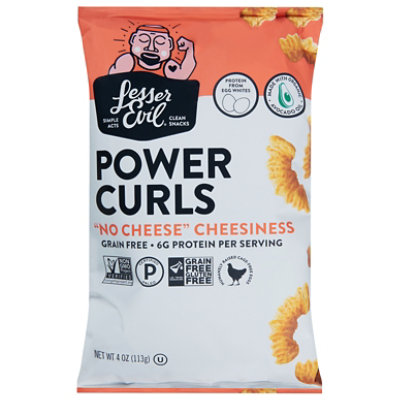 Lesser Evil Power Curls No Cheese Cheesiness Grain Free Cheese Curls - 4 Oz
