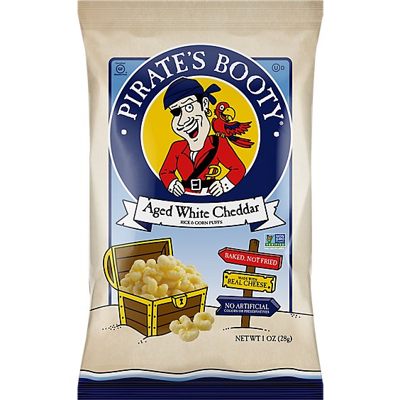 Pirate's Booty Aged White Cheddar Non GMO Cheese Puff Snack Pack - 1 Oz