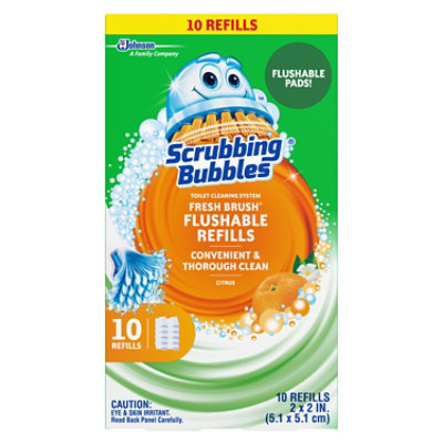 Scrubbing Bubbles Fresh Brush Citrus Toilet Cleaning System Flushable Refills - 10 Count - Image 1