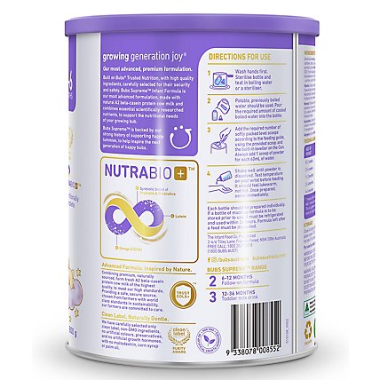 Bubs Australian Supreme A2 Infant Formula Stage 1 Milk Based Powder - 28.2 Oz - Image 3