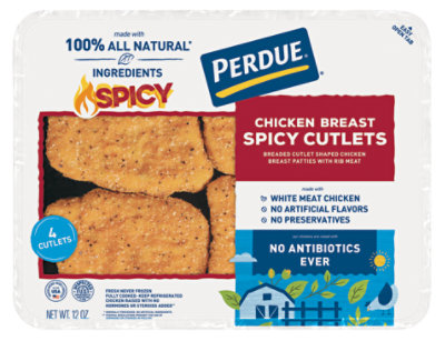 PERDUE No Antibiotics Ever Refrigerated Spicy Breaded Chicken Cutlets Traypack - 12 Oz - Image 2