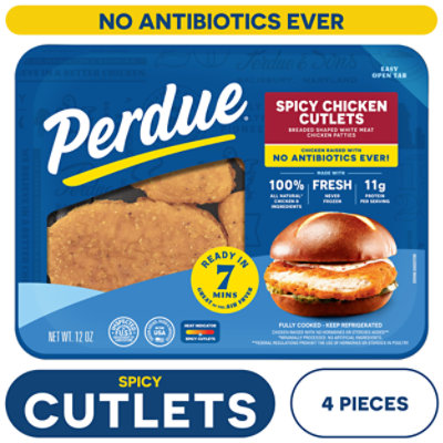 PERDUE No Antibiotics Ever Refrigerated Spicy Breaded Chicken Cutlets Traypack - 12 Oz - Image 2