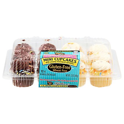 Fresh Baked Mini Gluten Free Single Unit 6 Chocolate 6 Vanilla Cupcakes - 12 Oz. - Image 3