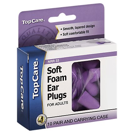 Top Care Ear Plugs Soft Foam Comfort 10 Pair - Each - Image 1