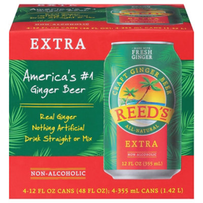 Reed's Ginger Beer Extra Ginger Brew, 12 Ounce (24 Bottles)