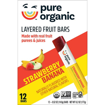 Pure Organic Strawberry Banana Gluten Free and Vegan Fruit Snacks 12 Count - 6.2 Oz - Image 4