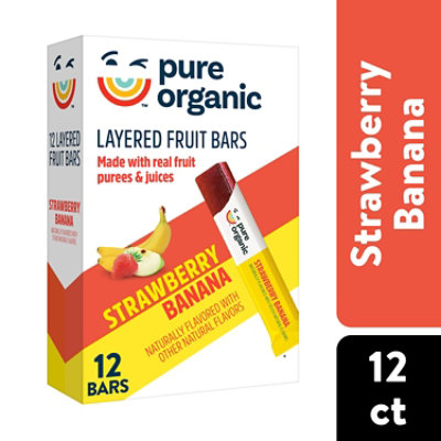 Pure Organic Strawberry Banana Gluten Free and Vegan Fruit Snacks 12 Count - 6.2 Oz - Image 1