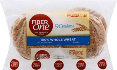 100% Whole Wheat Thin Sandwich Rolls - 12 OZ - Image 1