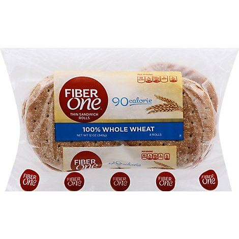 100% Whole Wheat Thin Sandwich Rolls - 12 OZ