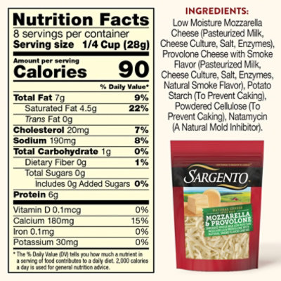 Sargento Shredded Mozzarella & Provolone Natural Cheeses - 8 Oz - Image 5