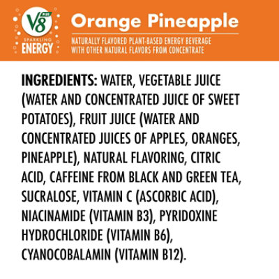 V8+ Energy Sparkling Orange Pineapple Juice - 4-11.5 Fl. Oz. - Image 5