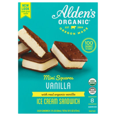 Alden's Organic Mini Squares Vanilla Ice Cream Sandwich - 4 Count - Image 3