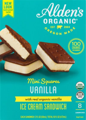 Alden's Organic Mini Squares Vanilla Ice Cream Sandwich - 4 Count - Image 2