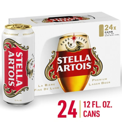 Stella Artois 5% ABV Premium Lager Beer In Cans - 24 12 Fl. Oz. - Image 1