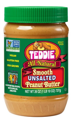 Teddie All Natural Unsalted Smooth Peanut Butter - 26 Oz - Image 1