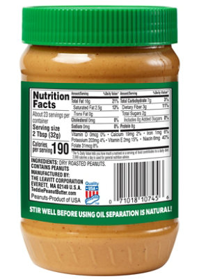 Teddie All Natural Unsalted Smooth Peanut Butter - 26 Oz - Image 5