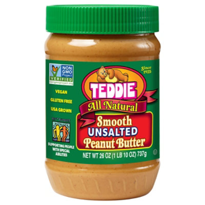 Teddie All Natural Unsalted Smooth Peanut Butter - 26 Oz - Image 1