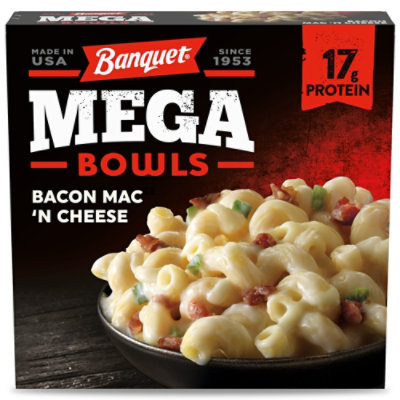 Banquet MEGA Bowls Bacon Mac 'N Cheese, 17g Protein, Frozen Meal, 13 oz.