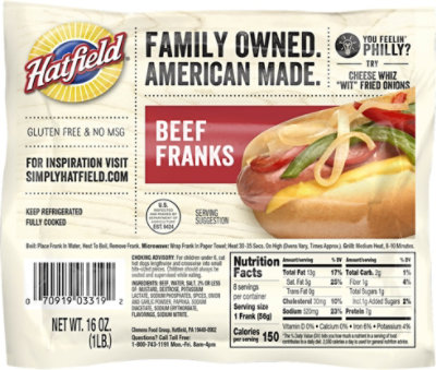 Hatfield Beef Franks - 16 OZ - Image 2