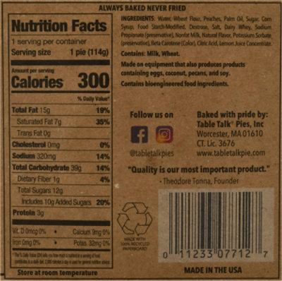 Table Talk Mini Old Fashioned Peach Pie - 4 Oz. - Image 6