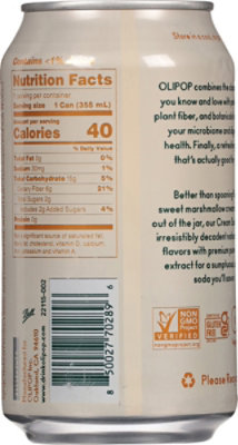OLIPOP Cream Soda Prebiotic Soda Can - 12 Fl. Oz. - Image 5